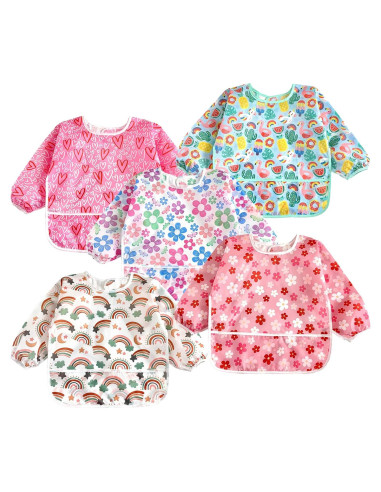 Babero Impermeable PandaEar para Bebés 6-36 Meses Manga Larga