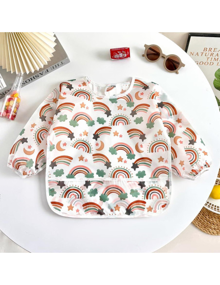 Babero Impermeable PandaEar para Bebés 6-36 Meses Manga Larga