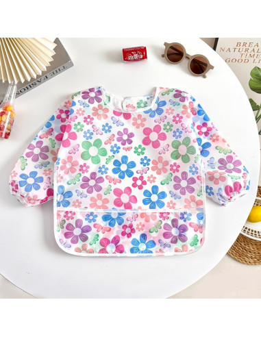 Babero Impermeable PandaEar para Bebés 6-36 Meses Manga Larga