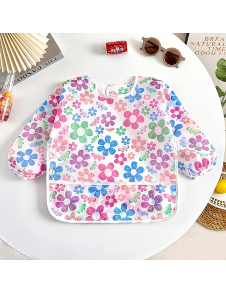 Babero Impermeable PandaEar para Bebés 6-36 Meses Manga Larga