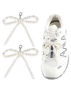 2 Piezas Encantos de Lazo de Perla para Zapatillas - Lindo Accesorio