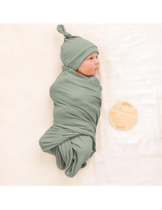 Manta de Recepción para Bebé Niña Konssy 76x76 cm Verde Niebla 2