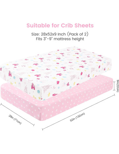 Sábanas Ajustables para Cuna PHF - 2 Piezas 71x132cm Castillo