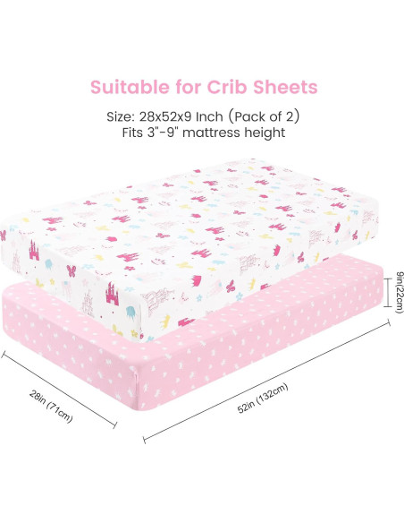 Sábanas Ajustables para Cuna PHF - 2 Piezas 71x132cm Castillo