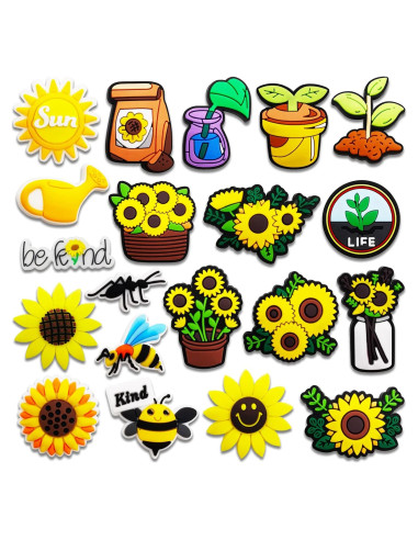 12 Encantos para Crocs Girasol Zhycesog - Accesorios de Zapato
