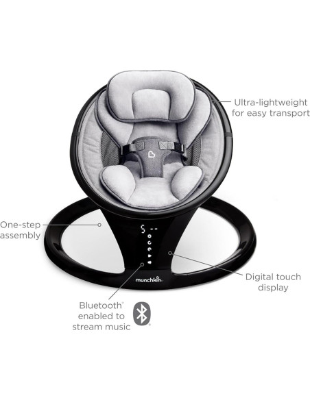 Columpio Eléctrico para Bebés Munchkin con Bluetooth y 5 Movimientos