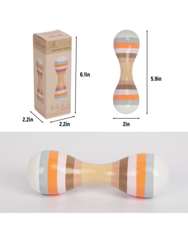 Maracas de Madera WoodenEdu para Bebés 5x15cm - Juguete Musical