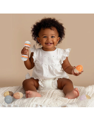 Maracas de Madera WoodenEdu para Bebés 5x15cm - Juguete Musical