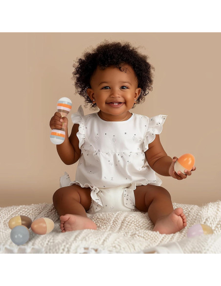 Maracas de Madera WoodenEdu para Bebés 5x15cm - Juguete Musical