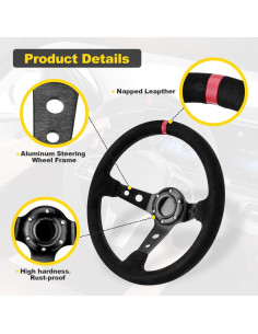 Volante de Carreras FILTERUP 350mm Suede Rojo Universal 2