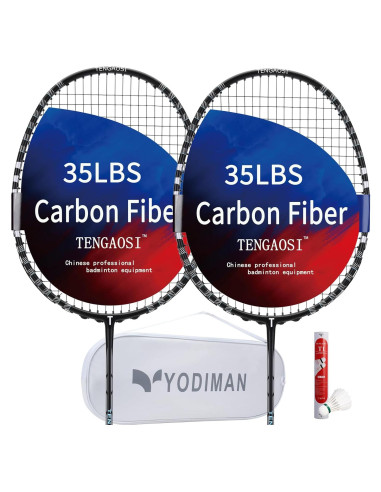 Conjunto de 2 Raquetas de Bádminton TENGAOSI B-7800 Fibra Carbono