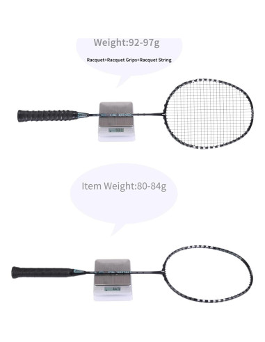 Conjunto de 2 Raquetas de Bádminton TENGAOSI B-7800 Fibra Carbono
