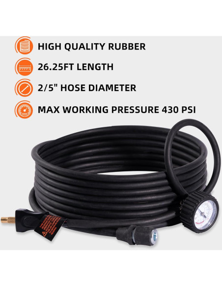 Manguera de Aire ALL-TOP 8M con Manómetro para Compresor