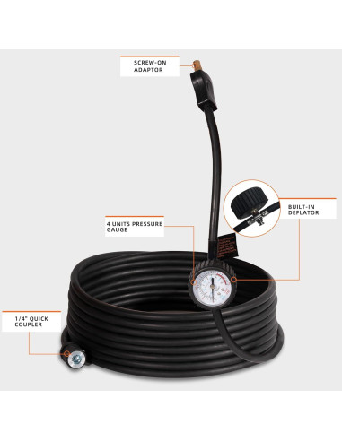 Manguera de Aire ALL-TOP 8M con Manómetro para Compresor
