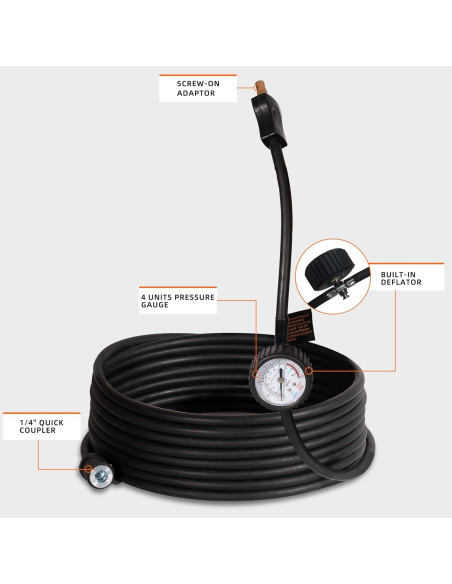 Manguera de Aire ALL-TOP 8M con Manómetro para Compresor