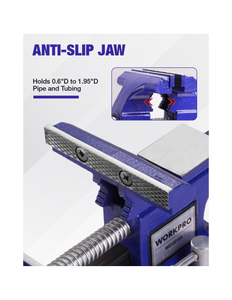 Torno de Banco WORKPRO 4.5" Multifuncional para Madera