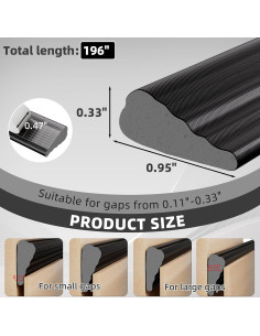 Tira de Sellado Aislante MUSRCYIO 196 cm Negra para Puertas y Ventanas 2