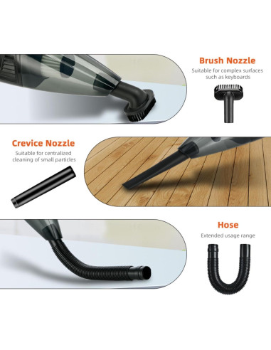 Aspiradora de Mano Genérica 12V con Accesorios - 0.5 kg