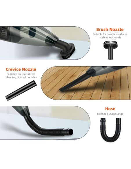 Aspiradora de Mano Genérica 12V con Accesorios - 0.5 kg