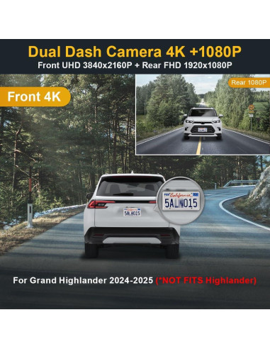Cámara de Salpicadero Dual 4K Fitcamx para Toyota Grand Highlander 2024-2025