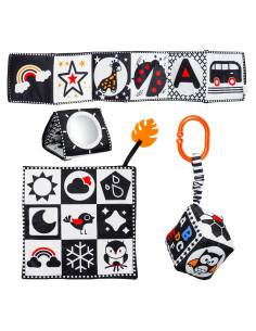 Conjunto de Juguetes Sensoriales para Bebés 0-12 Meses B&W