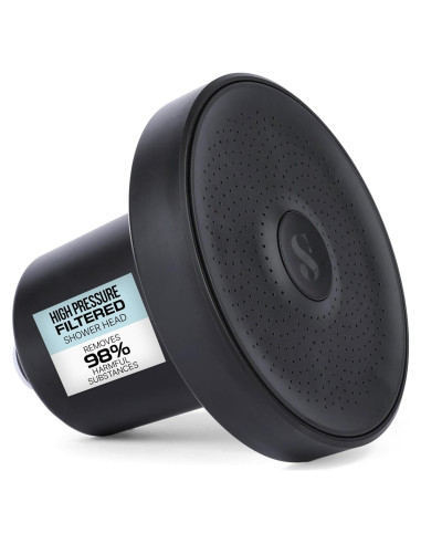 Cabezal de Ducha Filtrado Serei - Alta Presión, Negro, 7.57 L/min