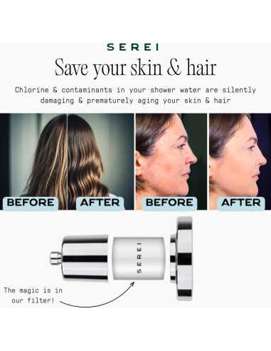 Cabezal de Ducha Filtrado Serei - Alta Presión, Negro, 7.57 L/min