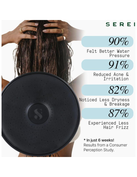 Cabezal de Ducha Filtrado Serei - Alta Presión, Negro, 7.57 L/min