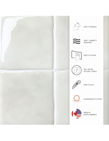 Azulejos Autoadhesivos Smart Tiles Oia Marfil 5 Hojas 22.86 cm