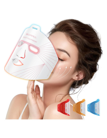 Máscara Facial LED Terapia de Luz IBORRIA 3 Colores 32x23cm