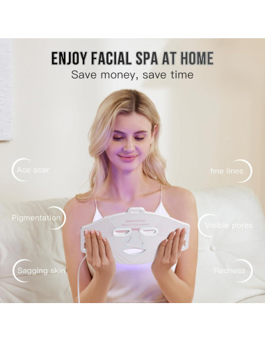 Máscara Facial LED Terapia de Luz IBORRIA 3 Colores 32x23cm