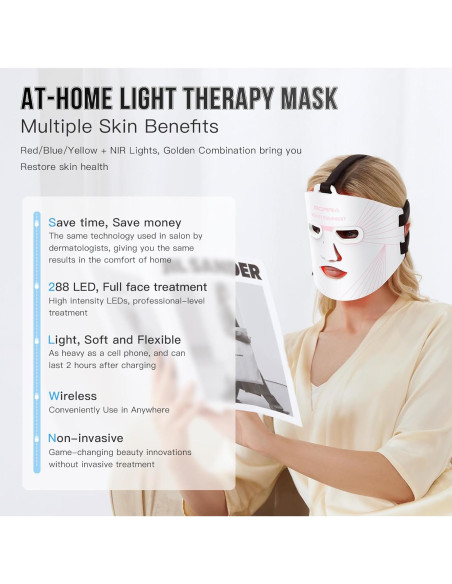 Máscara Facial LED Terapia de Luz IBORRIA 3 Colores 32x23cm