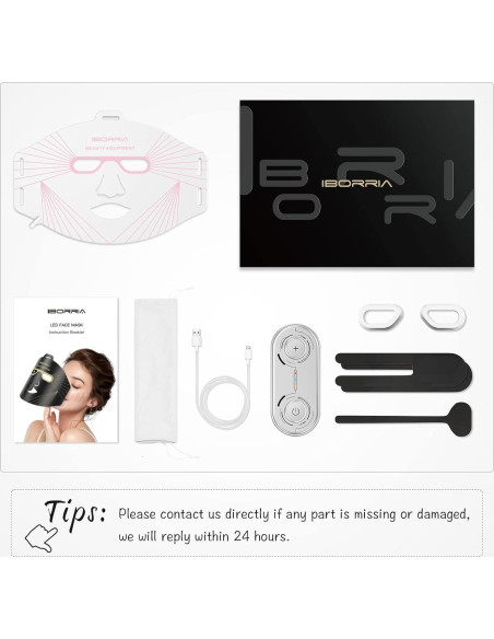 Máscara Facial LED Terapia de Luz IBORRIA 3 Colores 32x23cm