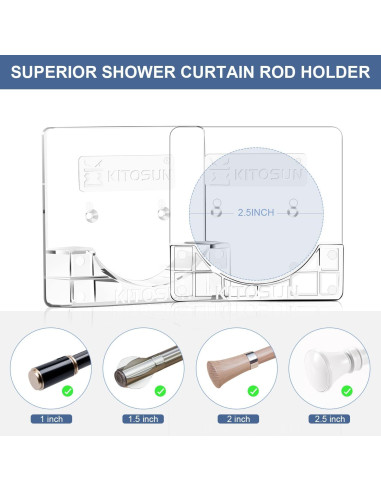 Soporte de Varilla de Cortina de Ducha Kitosun Adhesivo 8x8 cm