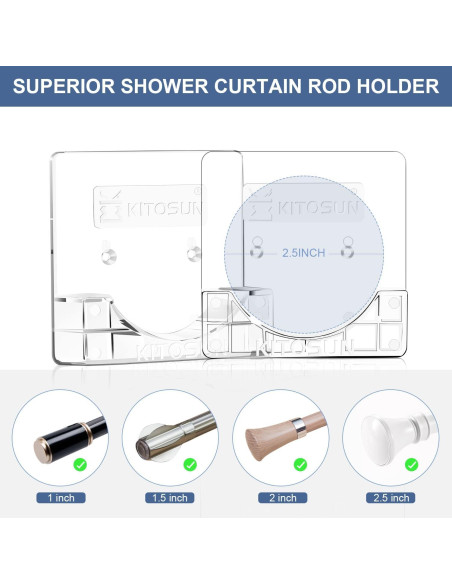 Soporte de Varilla de Cortina de Ducha Kitosun Adhesivo 8x8 cm