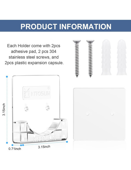 Soporte de Varilla de Cortina de Ducha Kitosun Adhesivo 8x8 cm