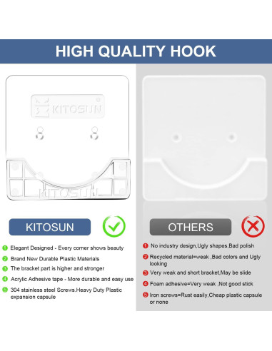 Soporte de Varilla de Cortina de Ducha Kitosun Adhesivo 8x8 cm
