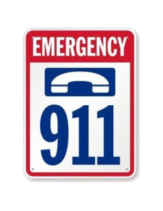 Señal de Emergencia 911 para Piscina Metal 20x30 cm