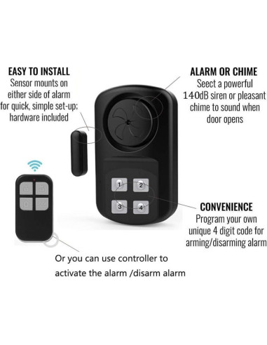 Alarma de Puerta Impermeable HENDUN 140 dB para Exterior