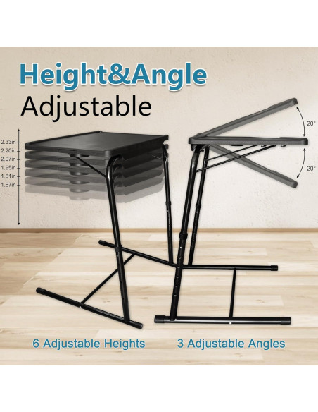 Mesa Plegable Ajustable MISZP V2 para TV y Trabajo - Negro