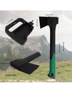 Hacha de Camping CHI SHANG 44.7 cm, Acero Inoxidable, Verde 2