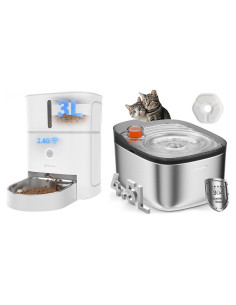 Fuente de Agua para Gatos 4.5L + Comedero Automático APETDOLA