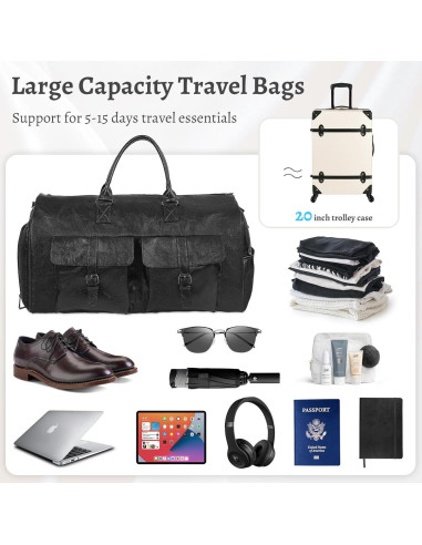 Bolsa de Ropa Convertible L-ife 2 en 1 Duffle 45L Negro