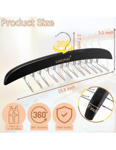 Perchero de Madera Loccmat con 24 Ganchos Metálicos Plegables 2