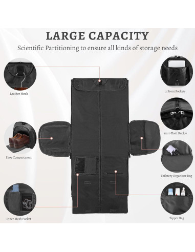 Bolsa de Ropa Convertible L-ife 2 en 1 Duffle 45L Negro