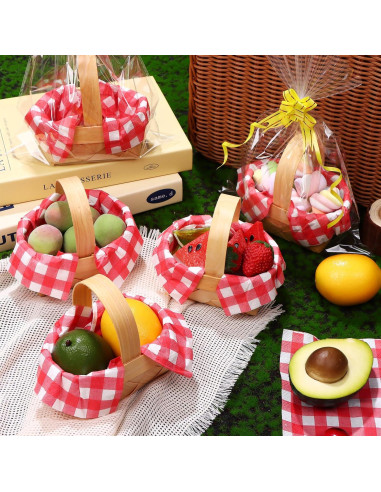 Set 24 Mini Cestas Tejidas Mkhaslri con Servilletas y Lazos