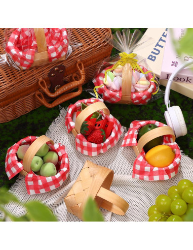 Set 24 Mini Cestas Tejidas Mkhaslri con Servilletas y Lazos