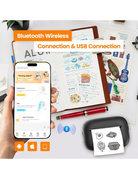 Impresora de Etiquetas Portátil NULLTONEX 3 cm, 50 Hojas Impresora de Etiquetas Portátil NULLTONEX 3 cm, 50 Hojas