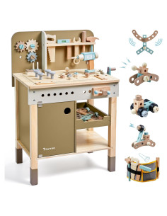 Juego de Herramientas de Madera ToyWoo - Banco de Trabajo Infantil