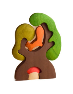 Rompecabezas de Madera Ardilla Hecho a Mano 15x11 cm